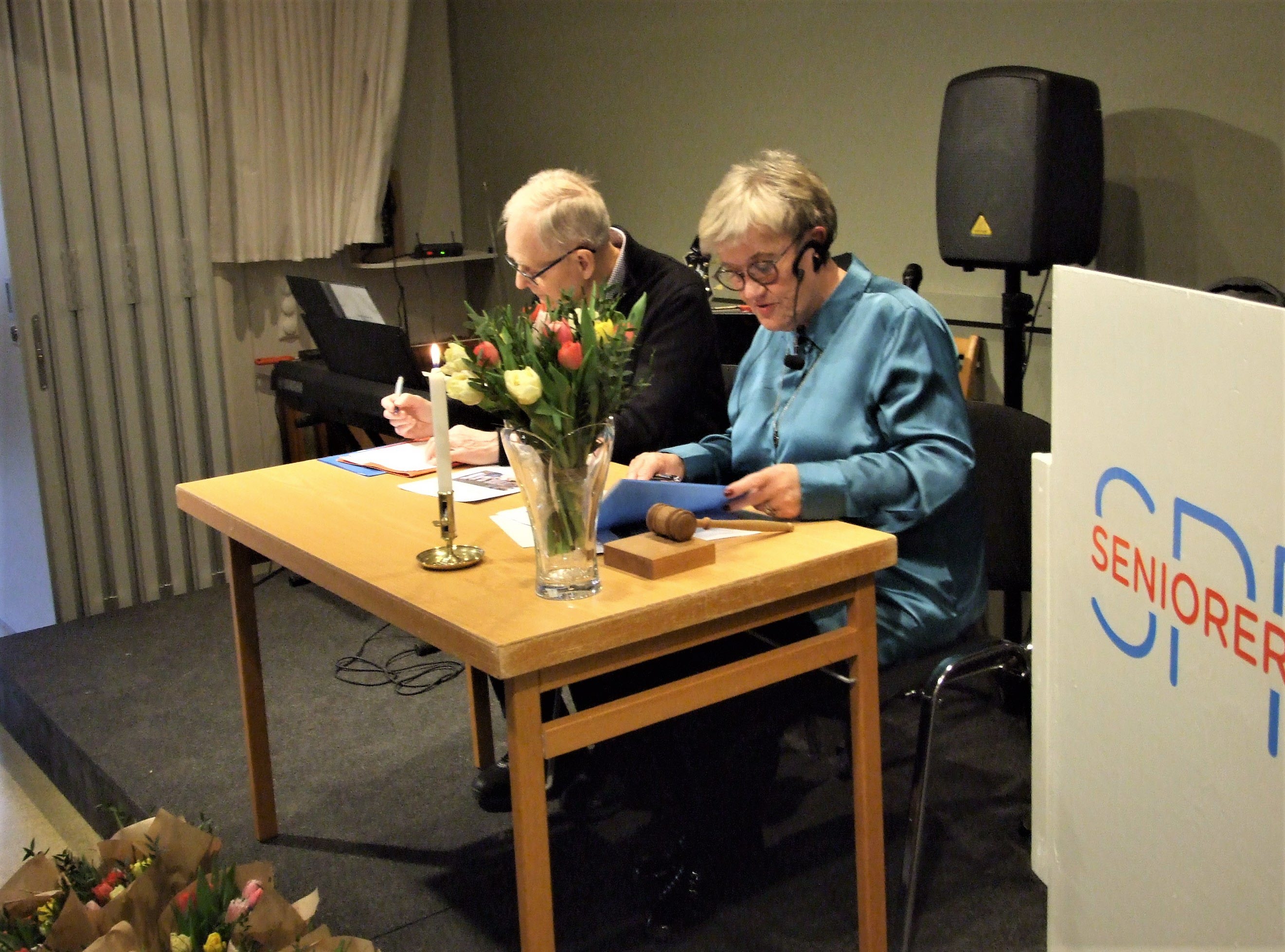 Ordf Christina Garpenholm och Sekr Hans-Olof Andersson sköter årsmötet
