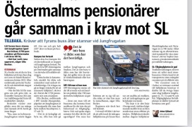 Hållplats Jungfrugatan och 4:ans buss - Centern står bakom vårt krav