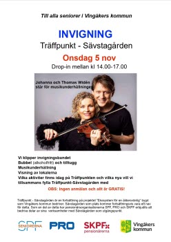 Affisch om invigning av Träffpunkt Sävsta