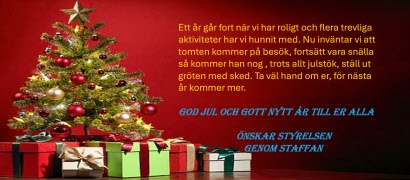 En God Jul & Gott Nytt År önskas alla medlemmar. Styrelsen i SPF Vattudalen.