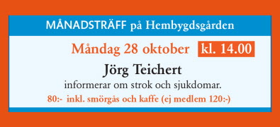 Månadsträff 28 oktober 2024