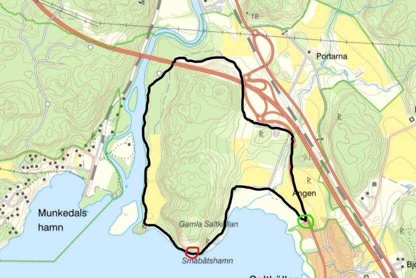 Karta över promenaden, 4,5 km
