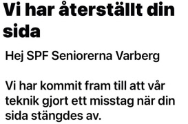 Facebook tillbaka