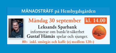 Månadsträff 30 september 2024