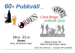 Pubkväll på Orren onsdag 7 oktober 18.00-21.00