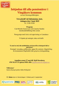 Affisch, inbjudan till trivselträff 3 juni 2025