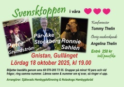 Gnistan Gullänget den 18 okt kl 19.00