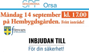 Välkommen till "FÖR DIN SÄKERHET" på Orsa Hembygdsgård 14 september kl. 17.00