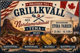 Grillkväll med nordamerikanskt tema onsdag 22 juli 2026