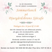 Sommarlunch tisdagen den 10 juni kl. 13:00 på Djurgårdsbrons Sjöcafé