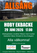 Allsång i Hoby Ekbacke 29 juni 2026 klockan 17.00
